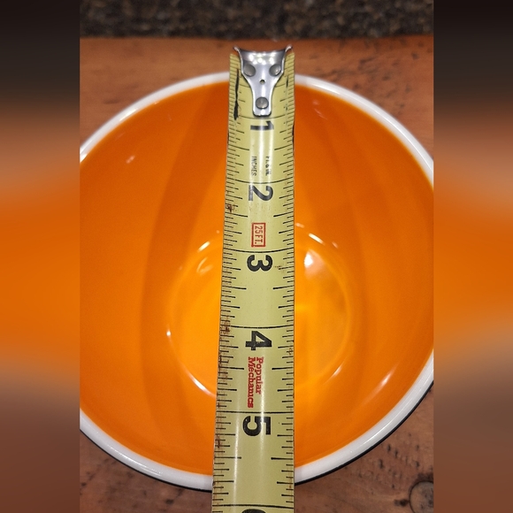 Striped Stacked Bowl Set Of Three Black White Orange Terramoto Ceramic - Picture 4 of 10